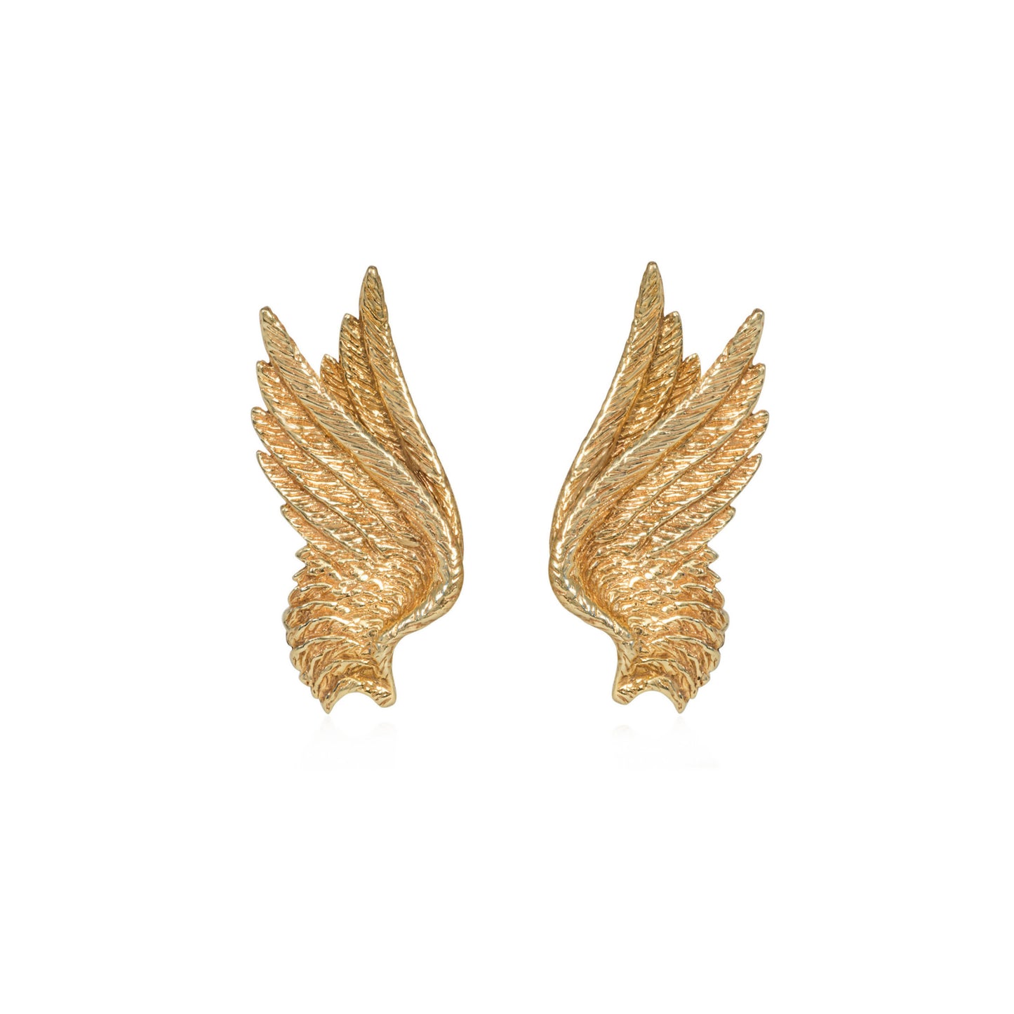 1950s 14KT Yellow Gold Angel Wing Earrings front