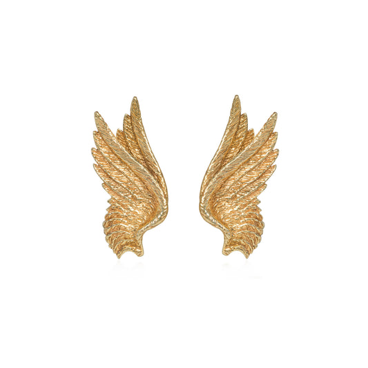 Tiffany & Co. & Cartier NY 1950s 14KT Yellow Gold Angel Wing Earrings front