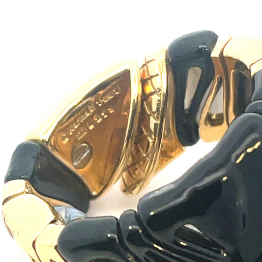 Marina B Italian 1980s 18KT Yellow Gold & Enamel Diamond & Aquamarine Earrings signature