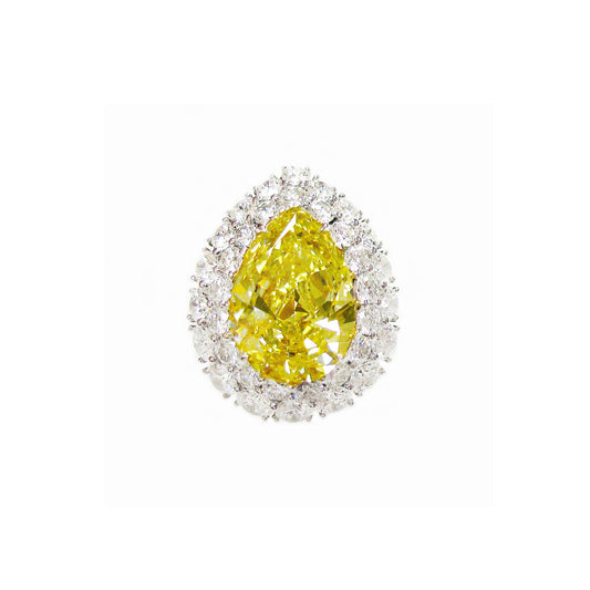 1980s Platinum Yellow Diamond Ring front