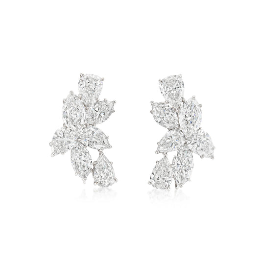 1980s Platinum Diamond Earrings front