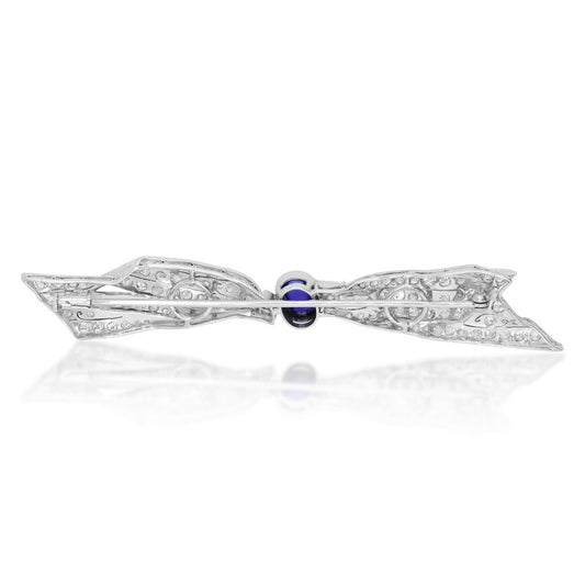 Art Deco Platinum Sapphire & Diamond Brooch back