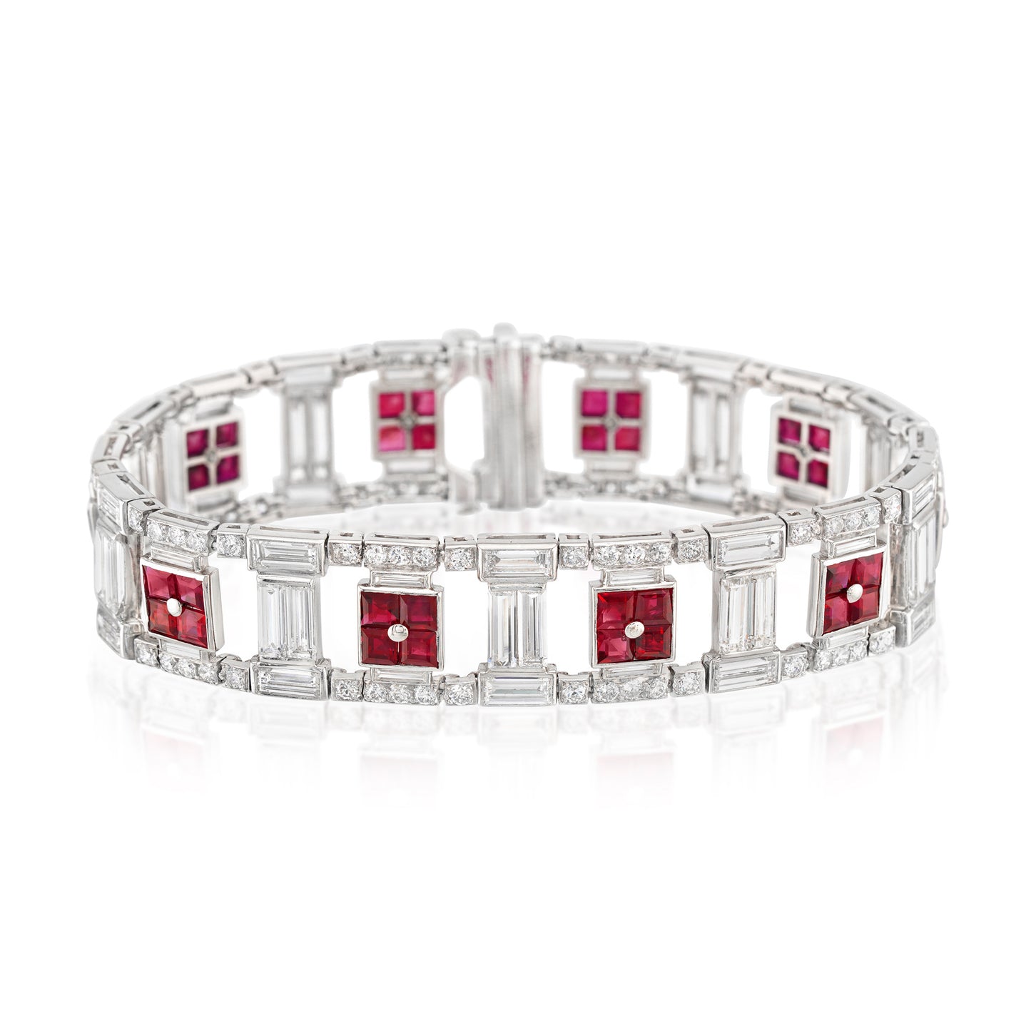 Art Deco Platinum Ruby & Diamond Bracelet front