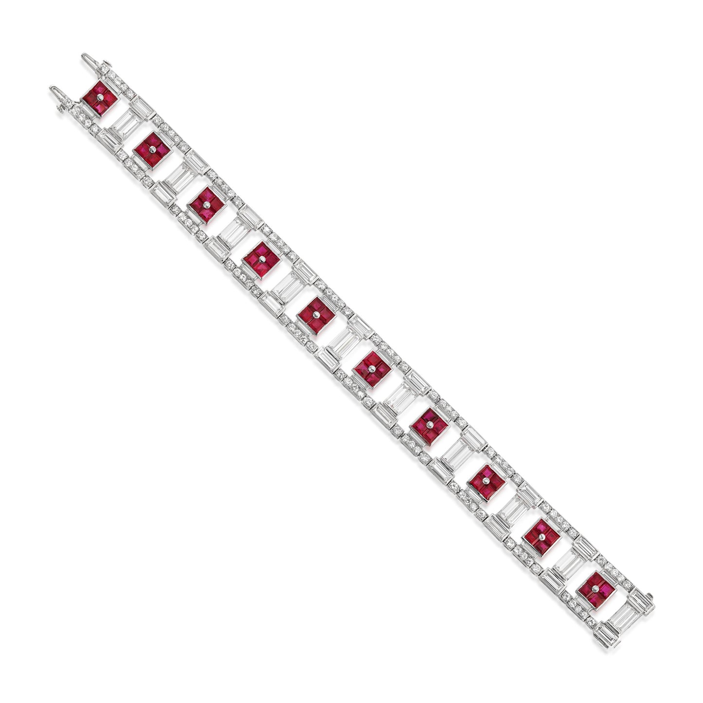 Art Deco Platinum Ruby & Diamond Bracelet front