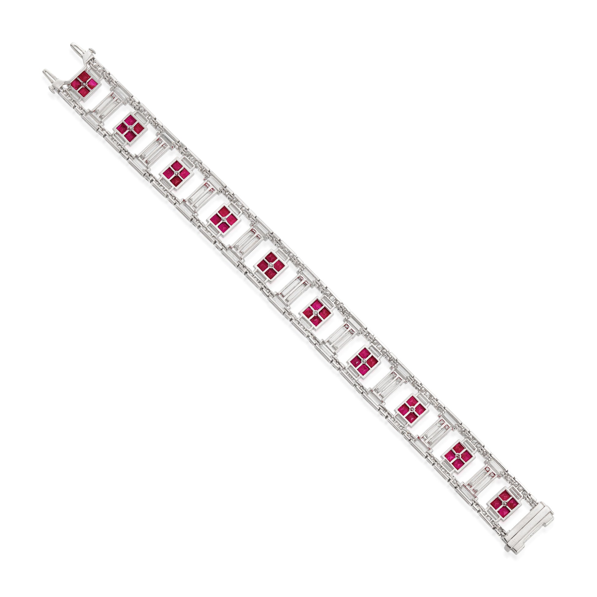 Art Deco Platinum Ruby & Diamond Bracelet back