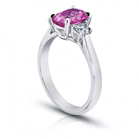 Contemporary Platinum Sapphire & Diamond Ring side