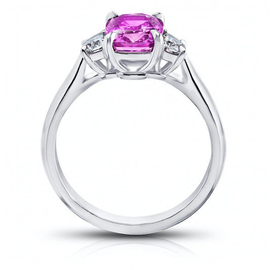 Contemporary Platinum Sapphire & Diamond Ring profile
