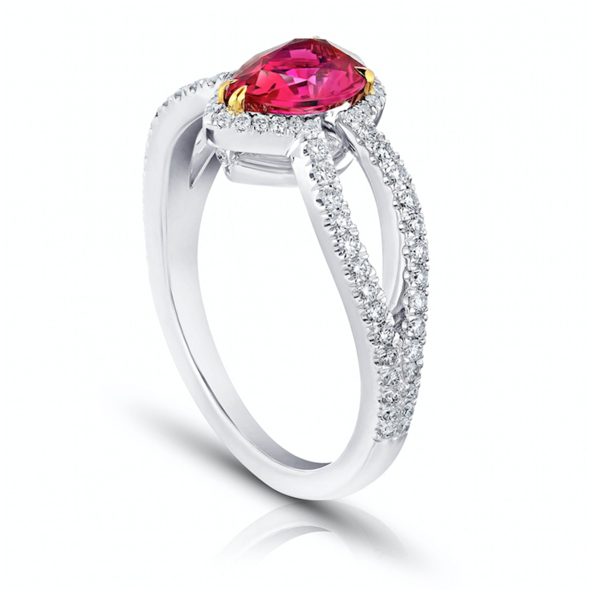 Contemporary Platinum & 18KT Yellow Gold Ruby & Diamond Ring side