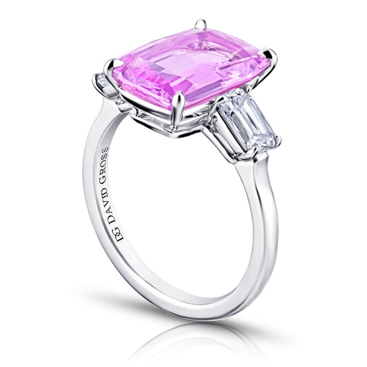 Contemporary Platinum Sapphire & Diamond Ring side