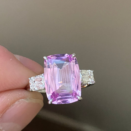 Contemporary Platinum Sapphire & Diamond Ring front