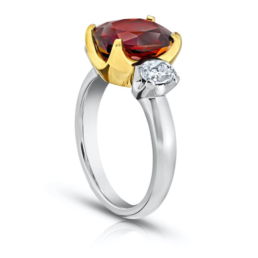 Contemporary Platinum & 18KT Yellow Gold Spinel & Diamond Ring side