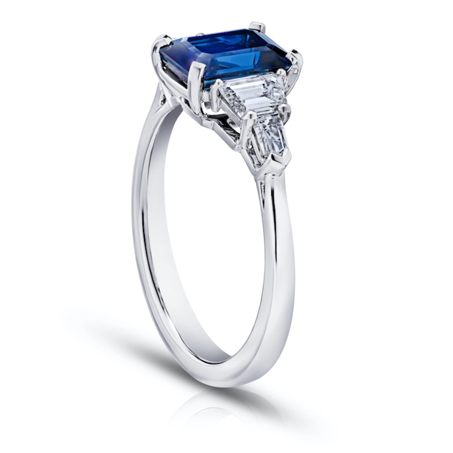 Contemporary Platinum Sapphire & Diamond Ring side