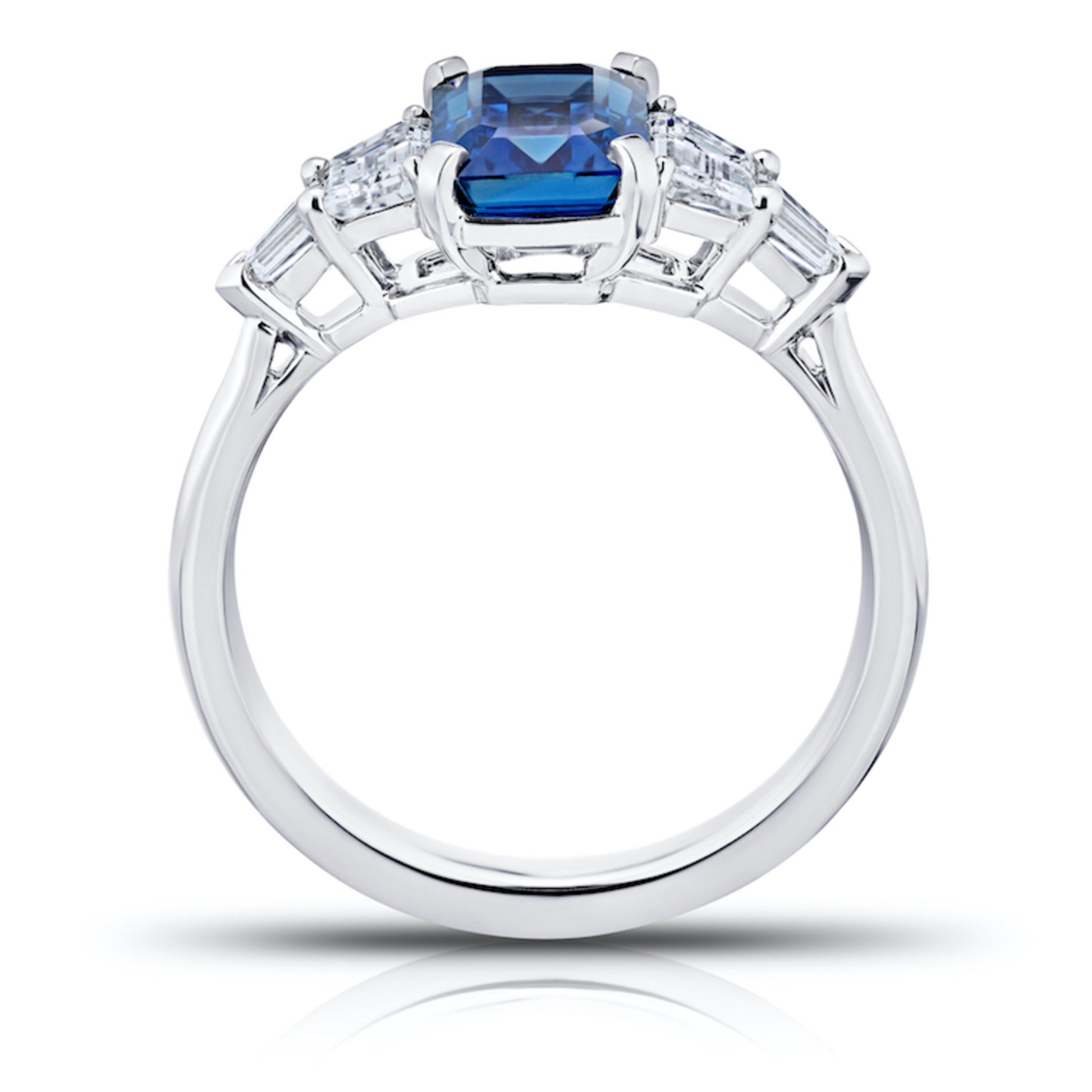 Contemporary Platinum Sapphire & Diamond Ring profile