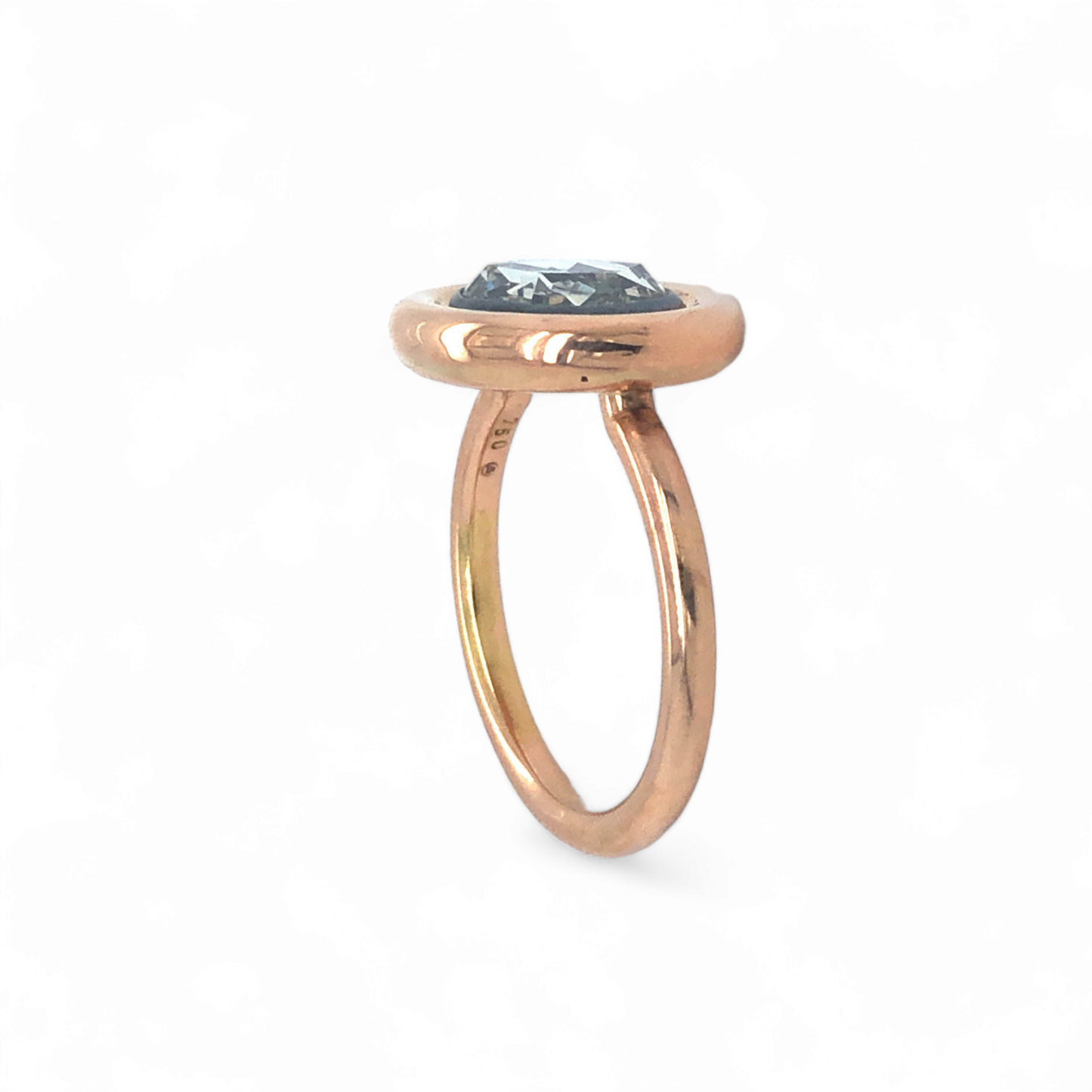 Post-1980s Silver & 18KT Rose Gold Diamond Ring side