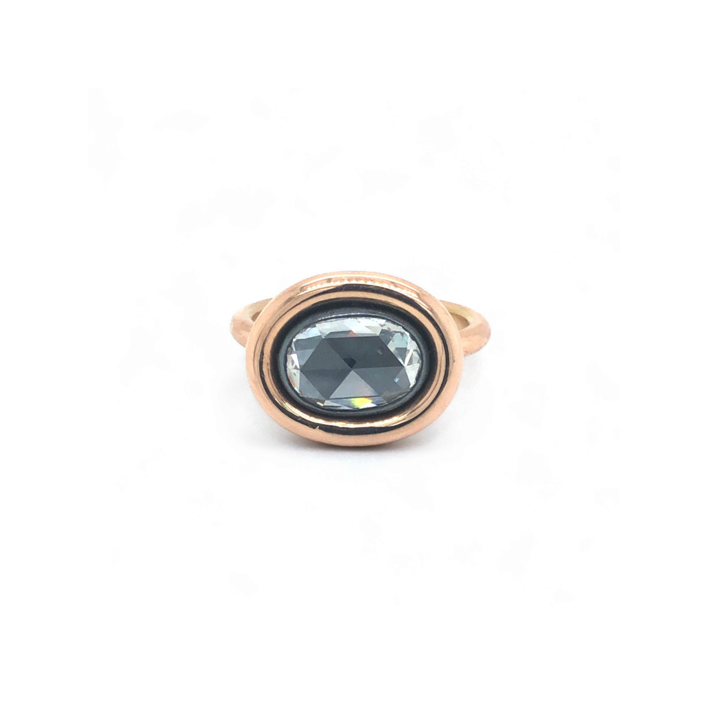 Post-1980s Silver & 18KT Rose Gold Diamond Ring front