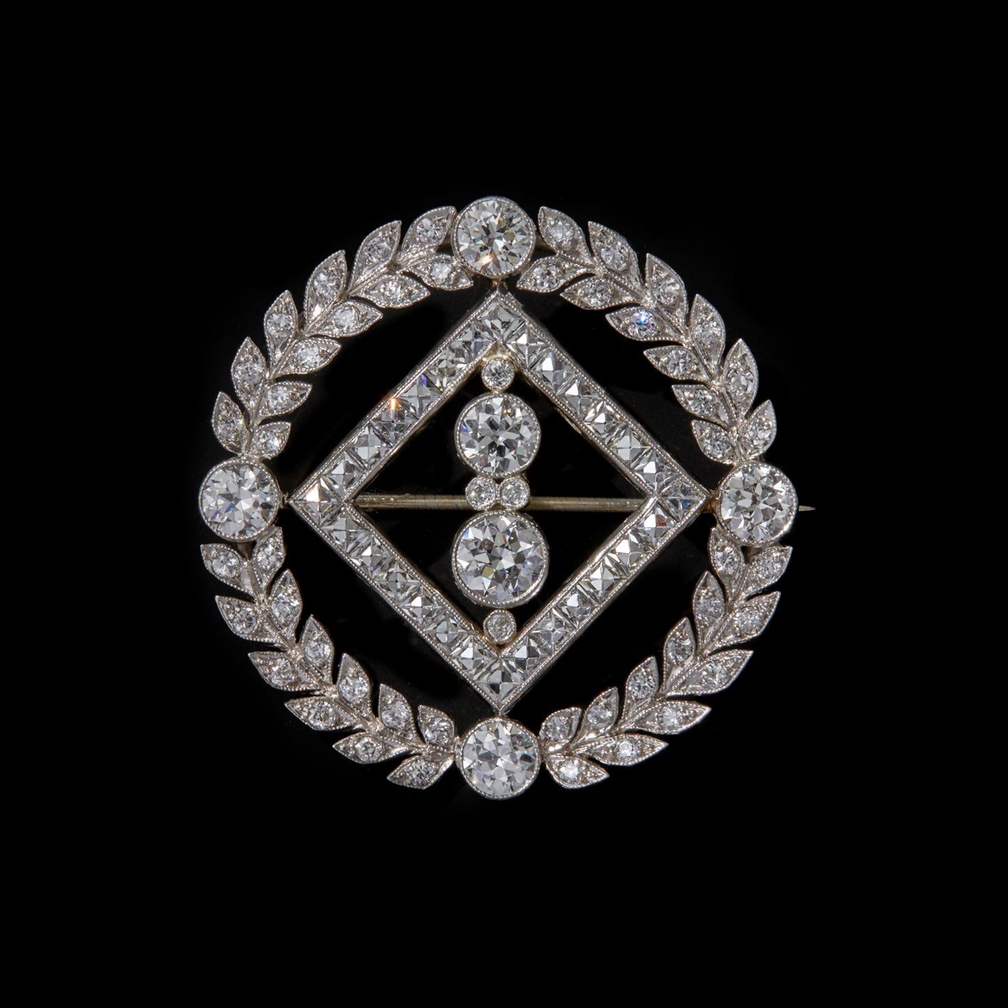 Edwardian Platinum Diamond Brooch front