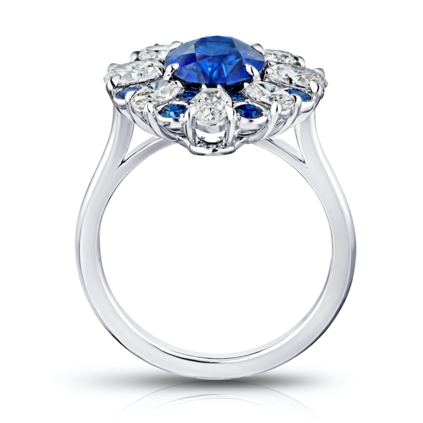 Contemporary Platinum Sapphire & Diamond Ring profile