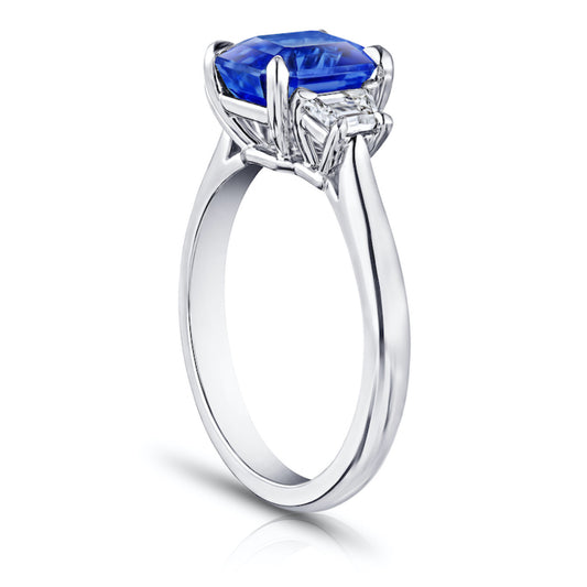 Contemporary Platinum Sapphire & Diamond Ring side