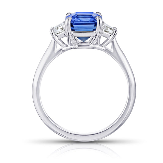 Contemporary Platinum Sapphire & Diamond Ring profile