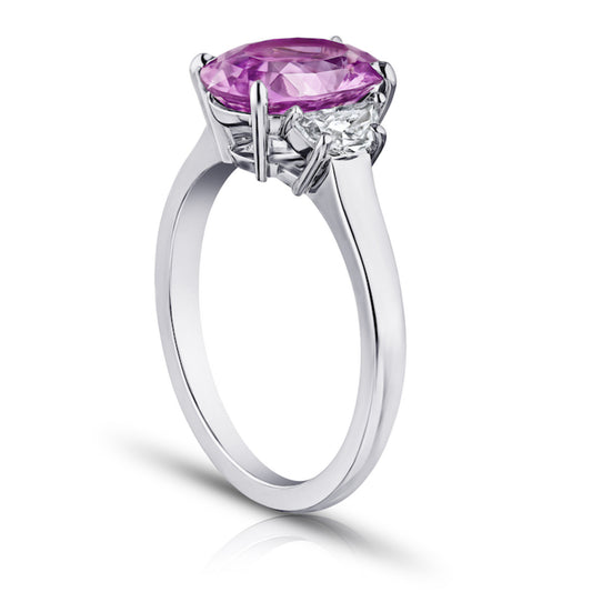Contemporary Platinum Sapphire & Diamond Ring side