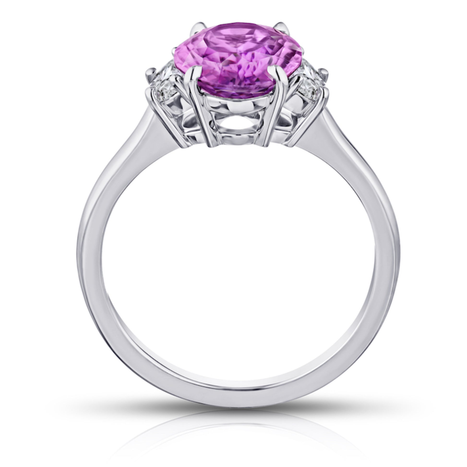 Contemporary Platinum Sapphire & Diamond Ring profile