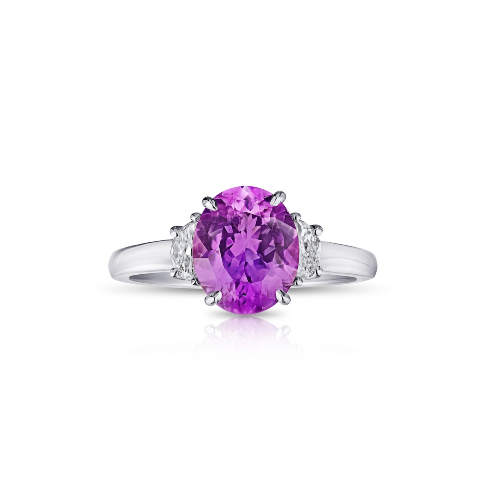 Contemporary Platinum Sapphire & Diamond Ring front