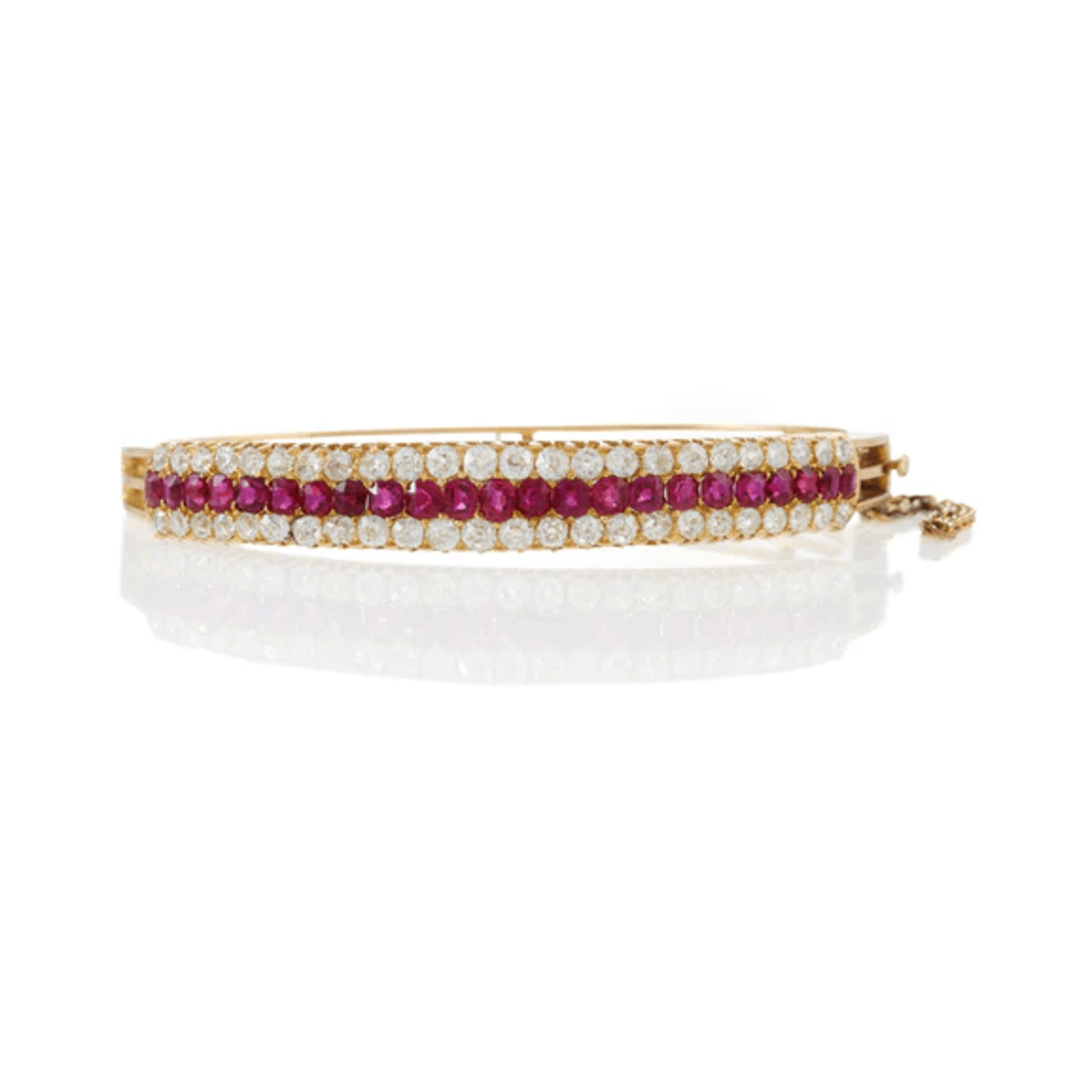 Edwardian 18KT Yellow Gold Ruby & Diamond Bracelet front