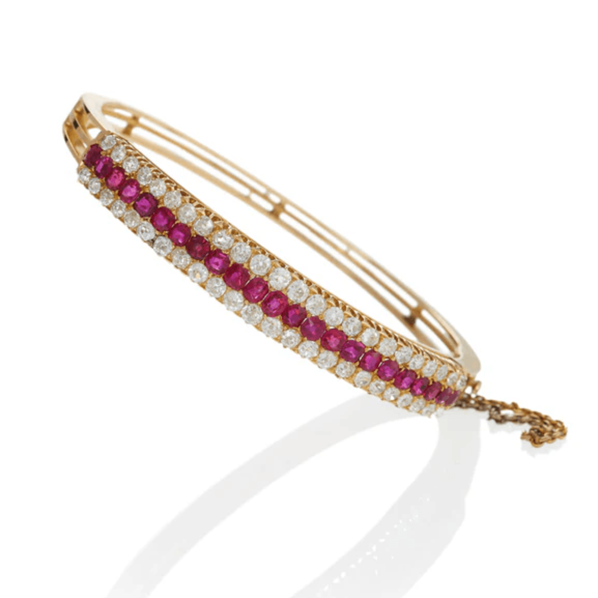 Edwardian 18KT Yellow Gold Ruby & Diamond Bracelet front