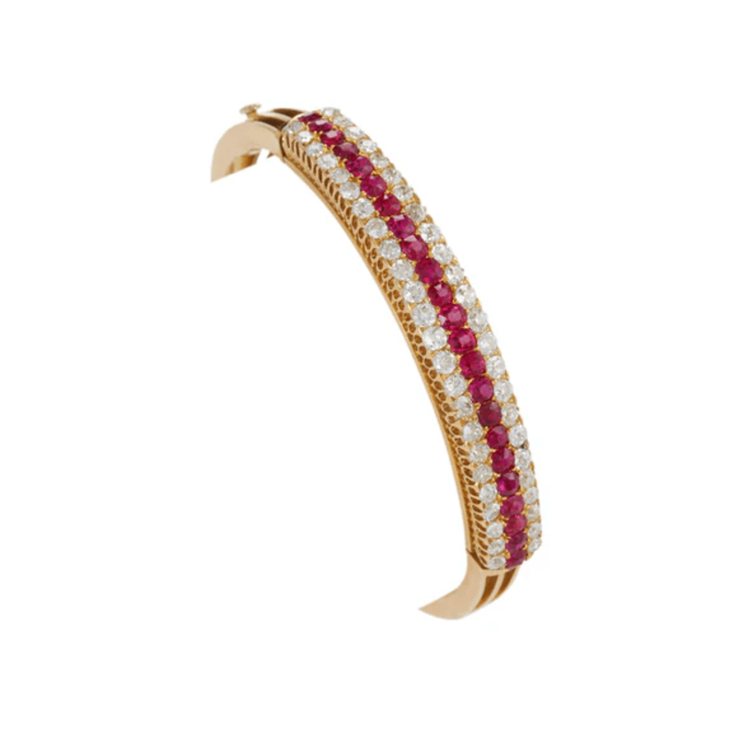 Edwardian 18KT Yellow Gold Ruby & Diamond Bracelet front