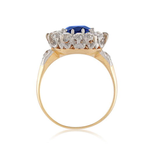 Tiffany & Co. Art Deco Platinum & 18KT Yellow Gold Kashmir Sapphire & Diamond Ring profile