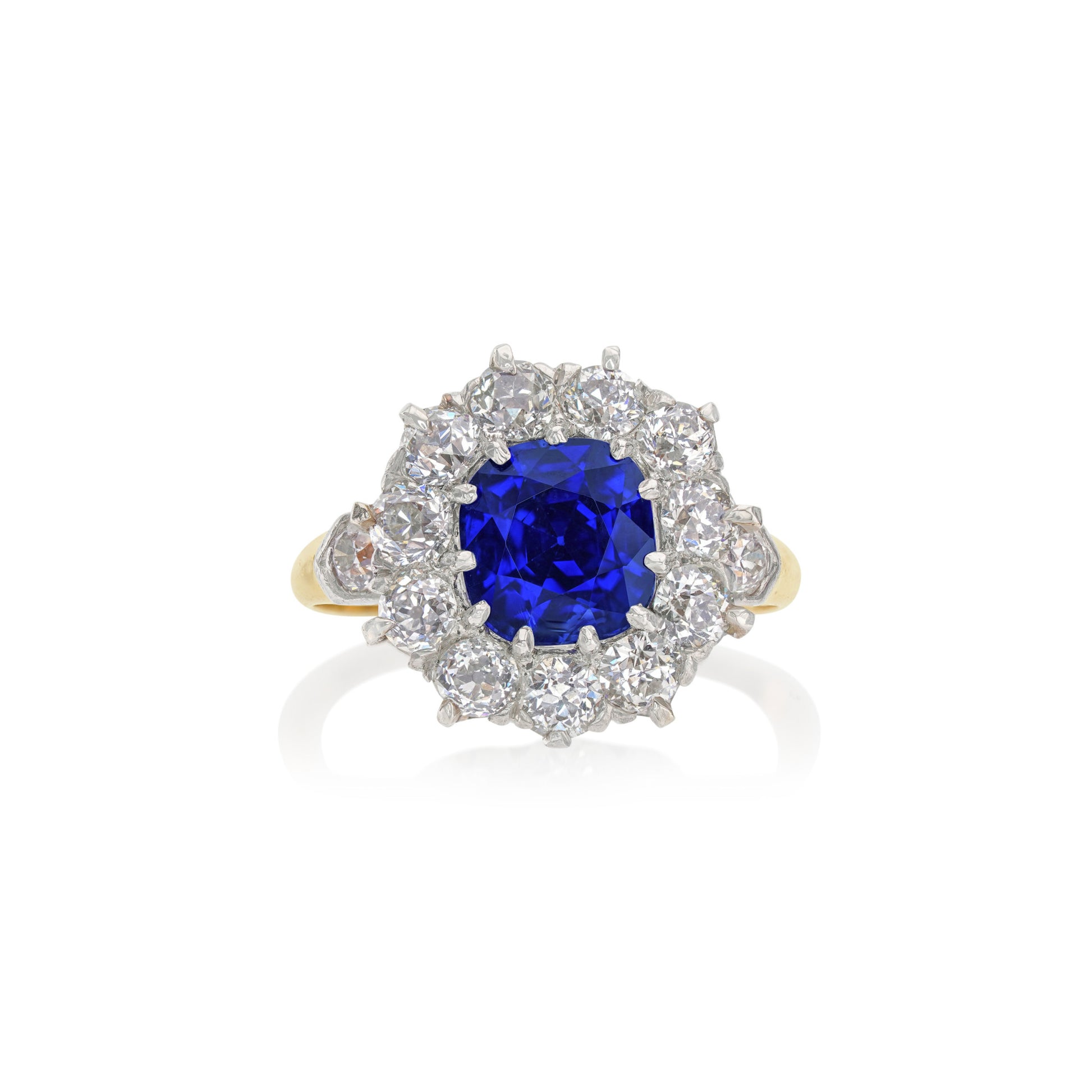 Tiffany & Co. Art Deco Platinum & 18KT Yellow Gold Kashmir Sapphire & Diamond Ring front