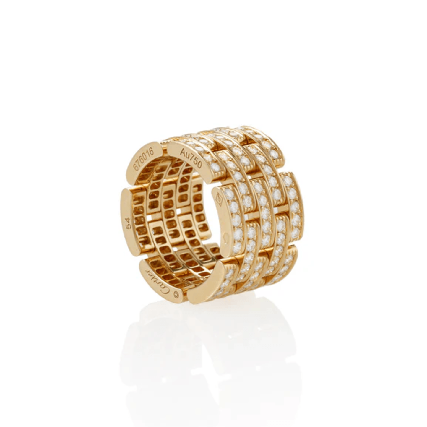 Cartier Paris Post-1980s 18KT Yellow Gold Diamond Panthère Ring signature