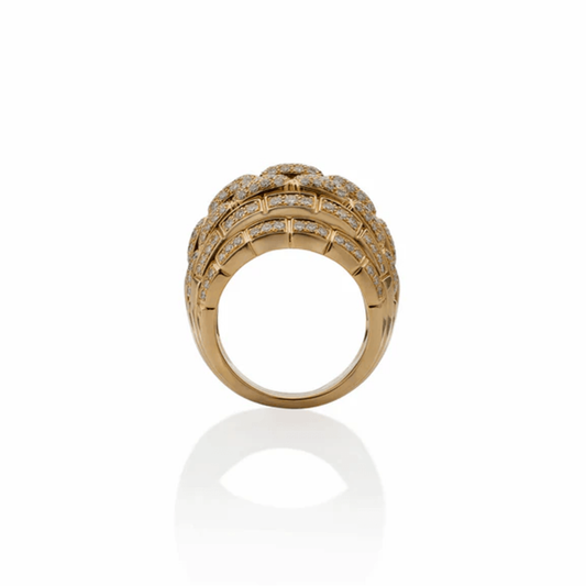 Cartier Paris Post-1980s 18KT Yellow Gold Diamond Maillon Panthère Ring profile