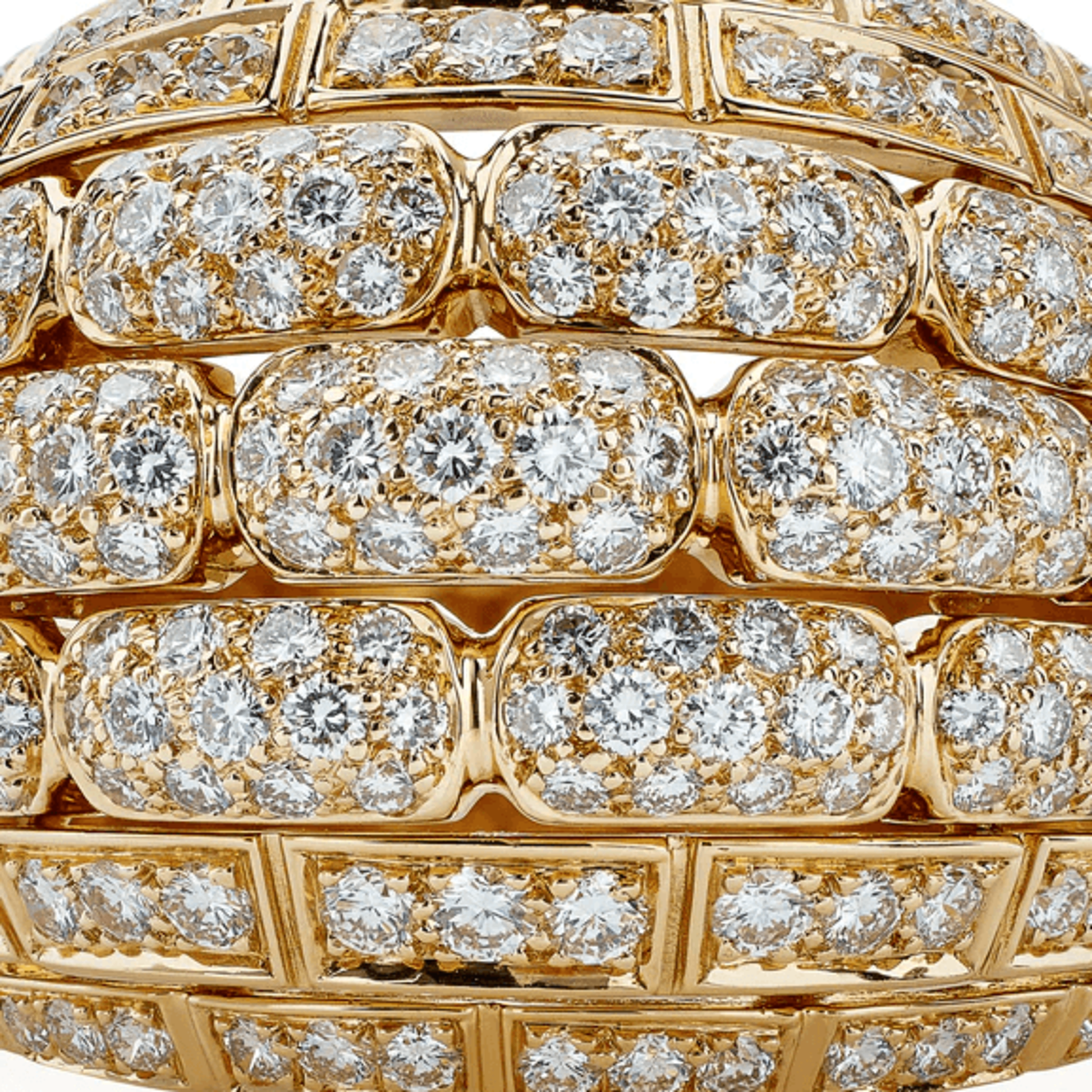 Cartier Paris Post-1980s 18KT Yellow Gold Diamond Maillon Panthère Ring close-up details