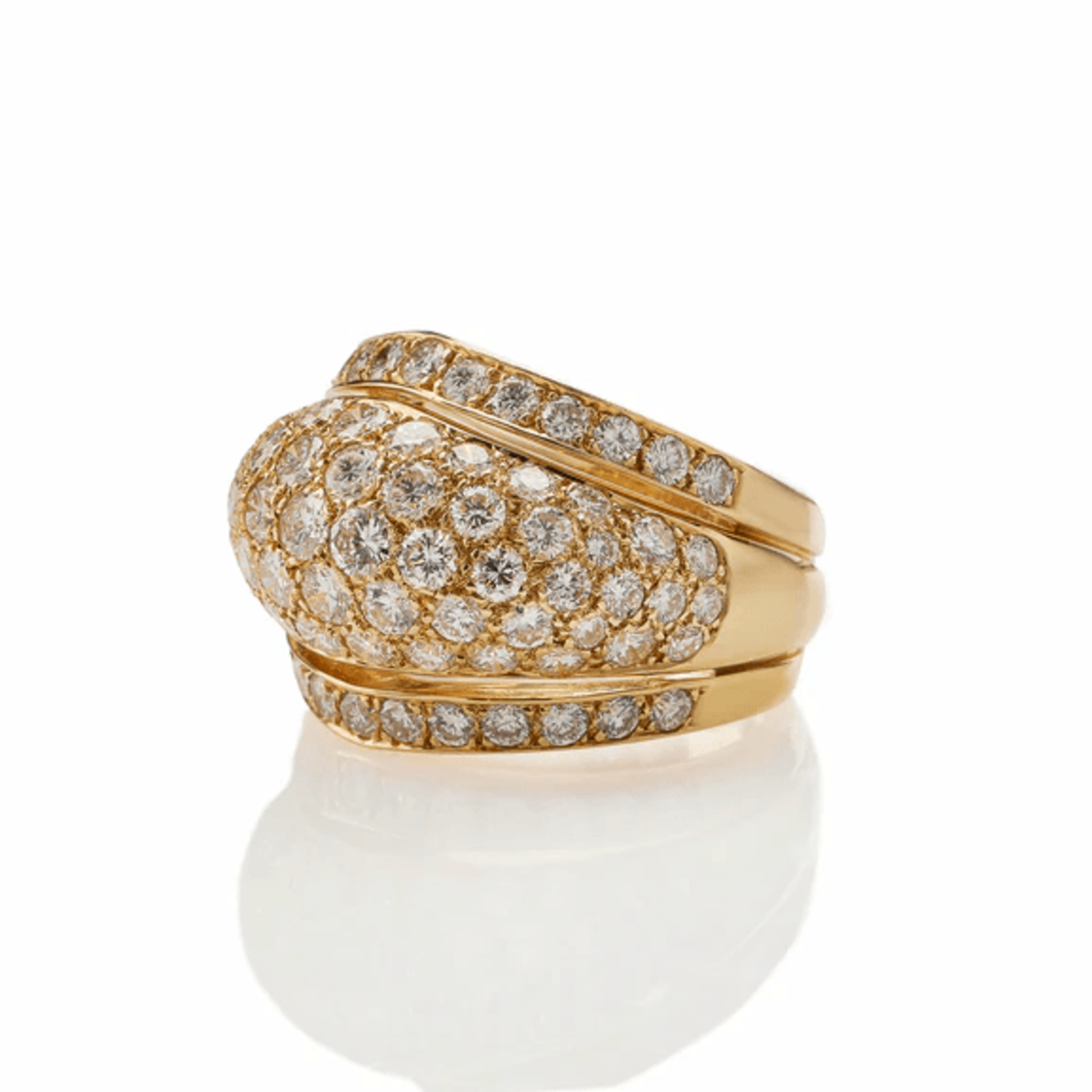 Cartier Paris Post-1980s 18KT Yellow Gold Diamond Bombé Ring side