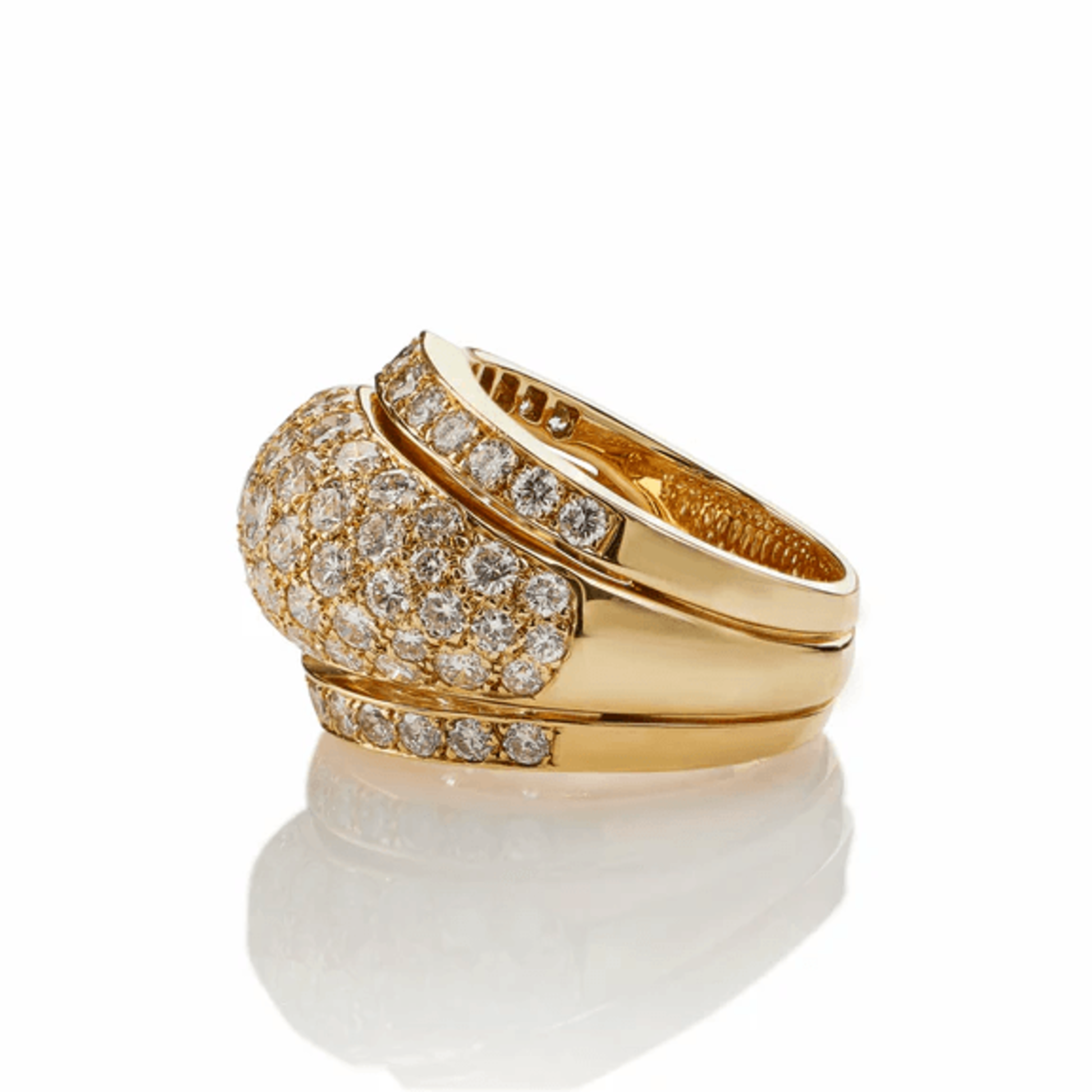 Cartier Paris Post-1980s 18KT Yellow Gold Diamond Bombé Ring side