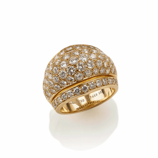 Cartier Paris Post-1980s 18KT Yellow Gold Diamond Bombé Ring signature