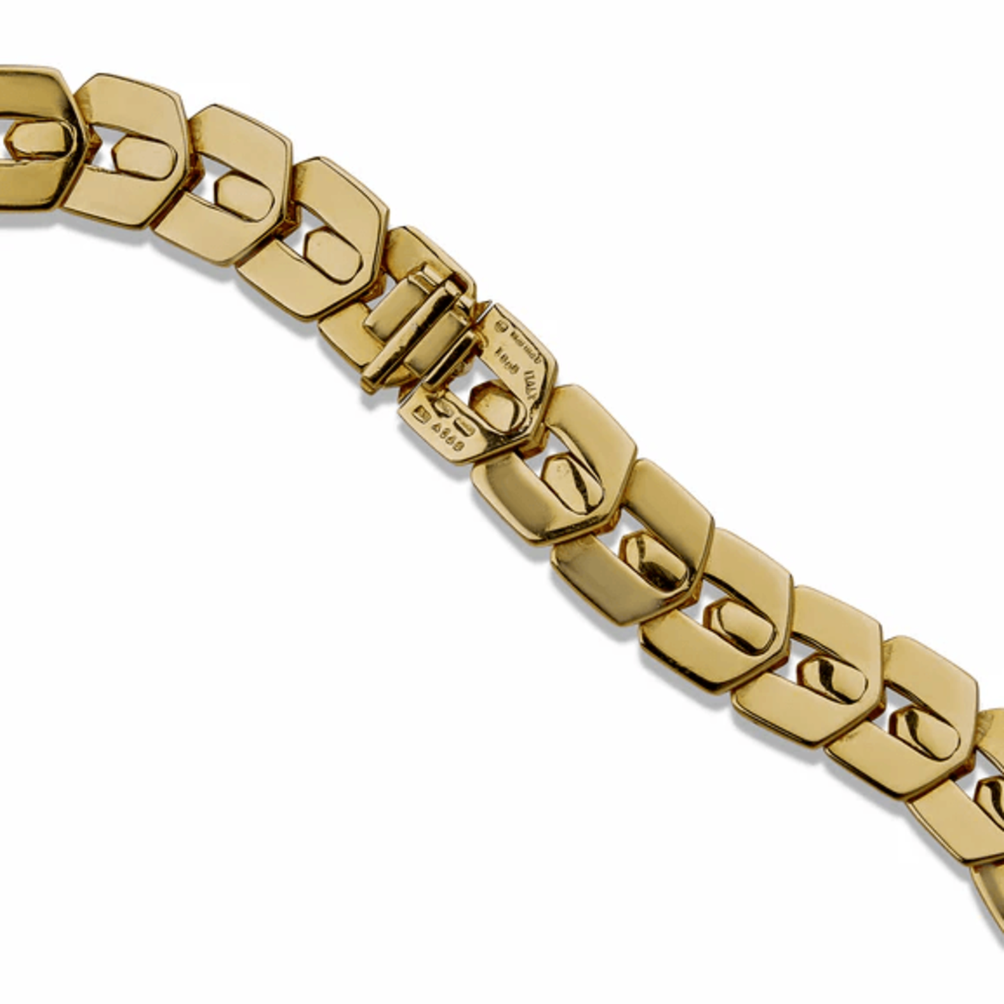 Marina B. Italian 1980s 18KT Yellow Gold Chexa Necklace signature