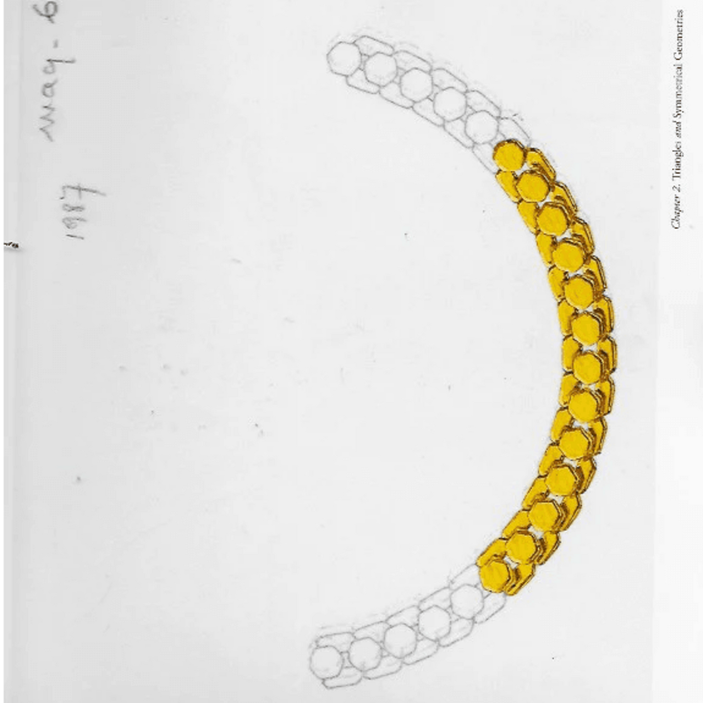 Marina B. Italian 1980s 18KT Yellow Gold Chexa Necklace drawing of necklace in Marina B: The Art of Jewelry, by Viviane Jutheau Witt, page 45.