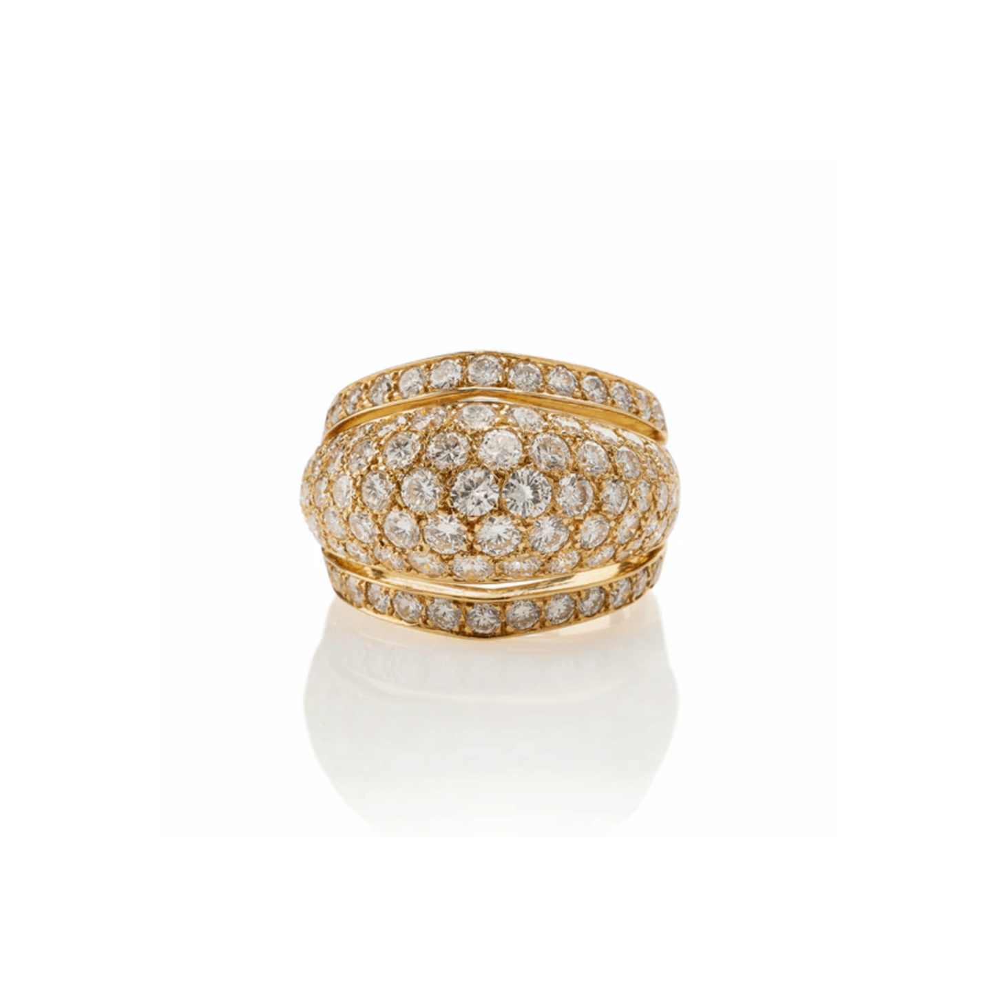 Cartier Paris Post-1980s 18KT Yellow Gold Diamond Bombé Ring front