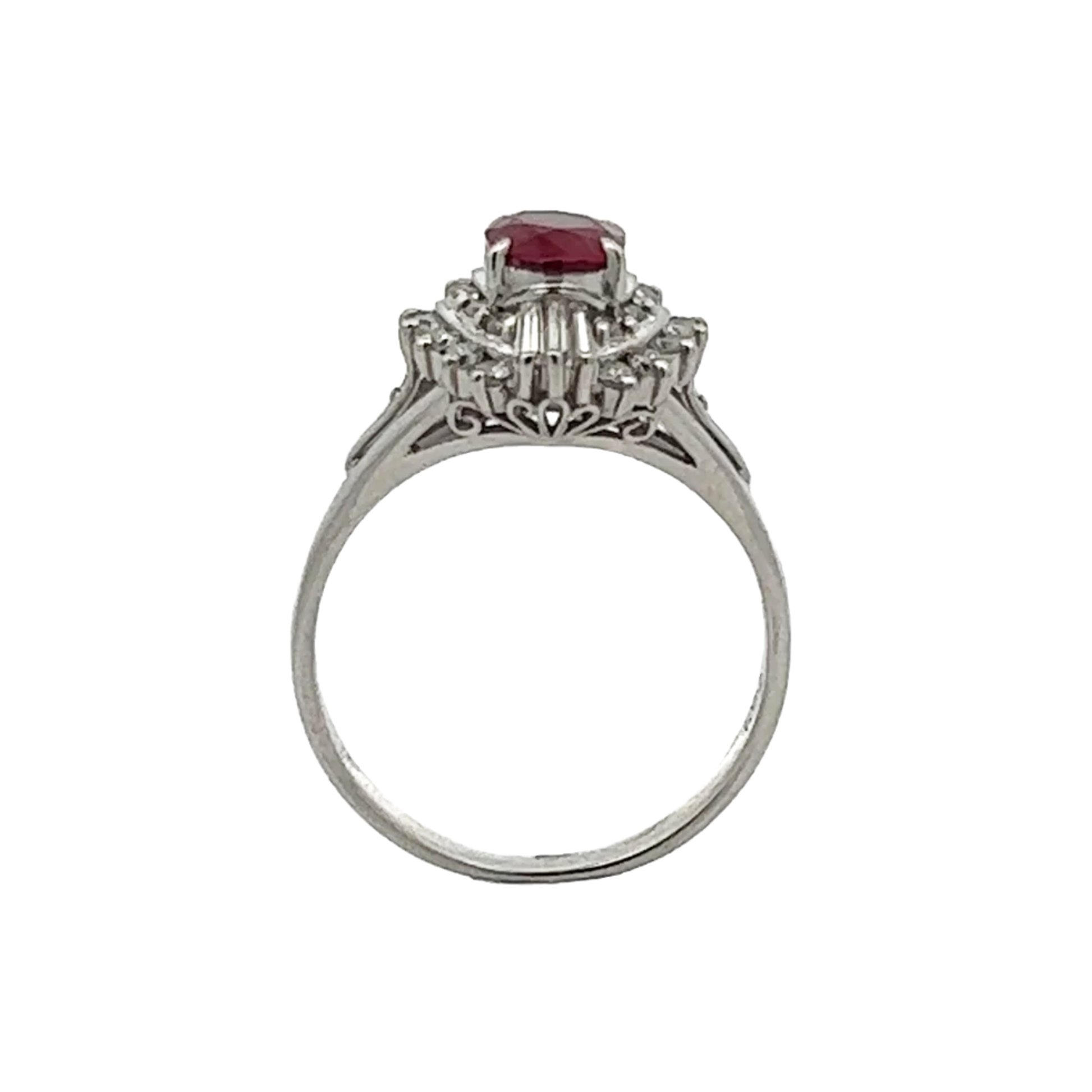 1980s Platinum Ruby & Diamond Ring profile