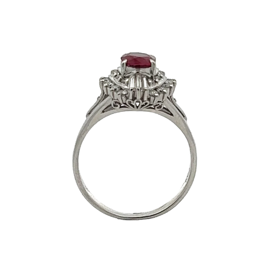 1980s Platinum Ruby & Diamond Ring profile