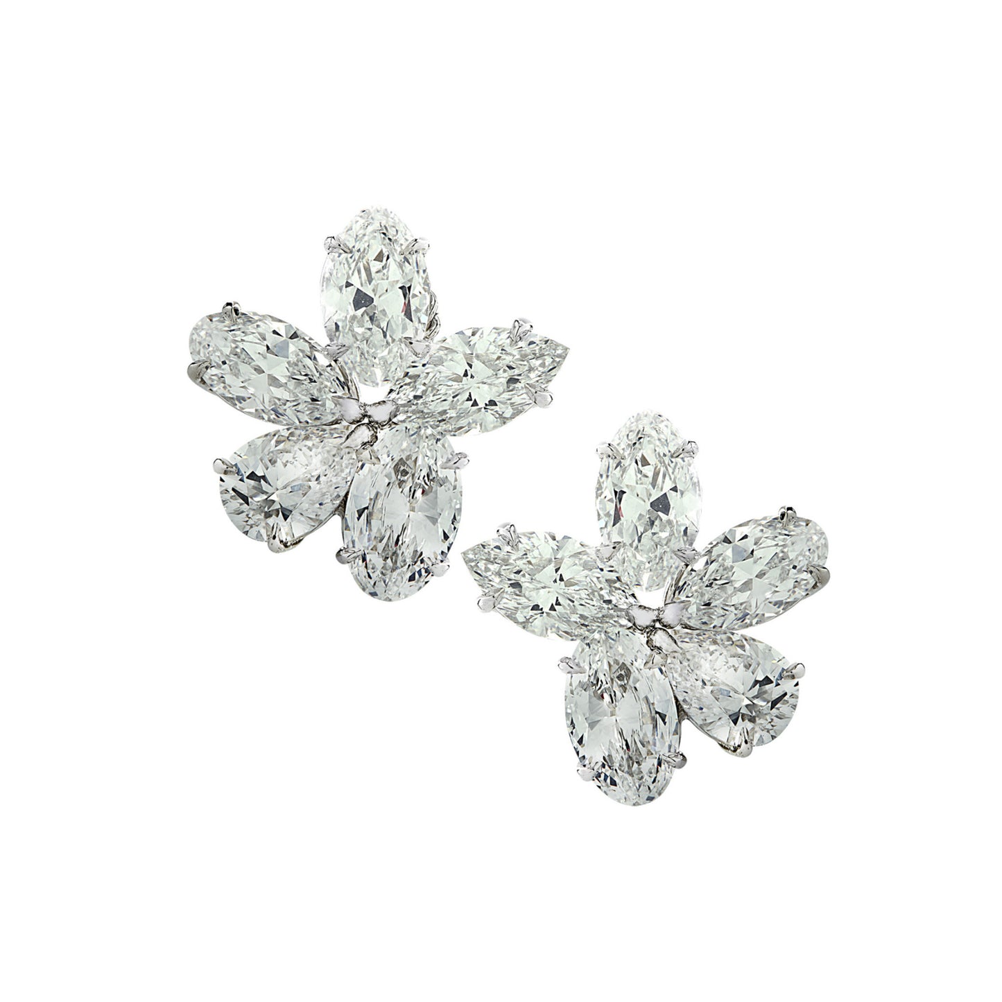 Contemporary Platinum Diamond Earrings front
