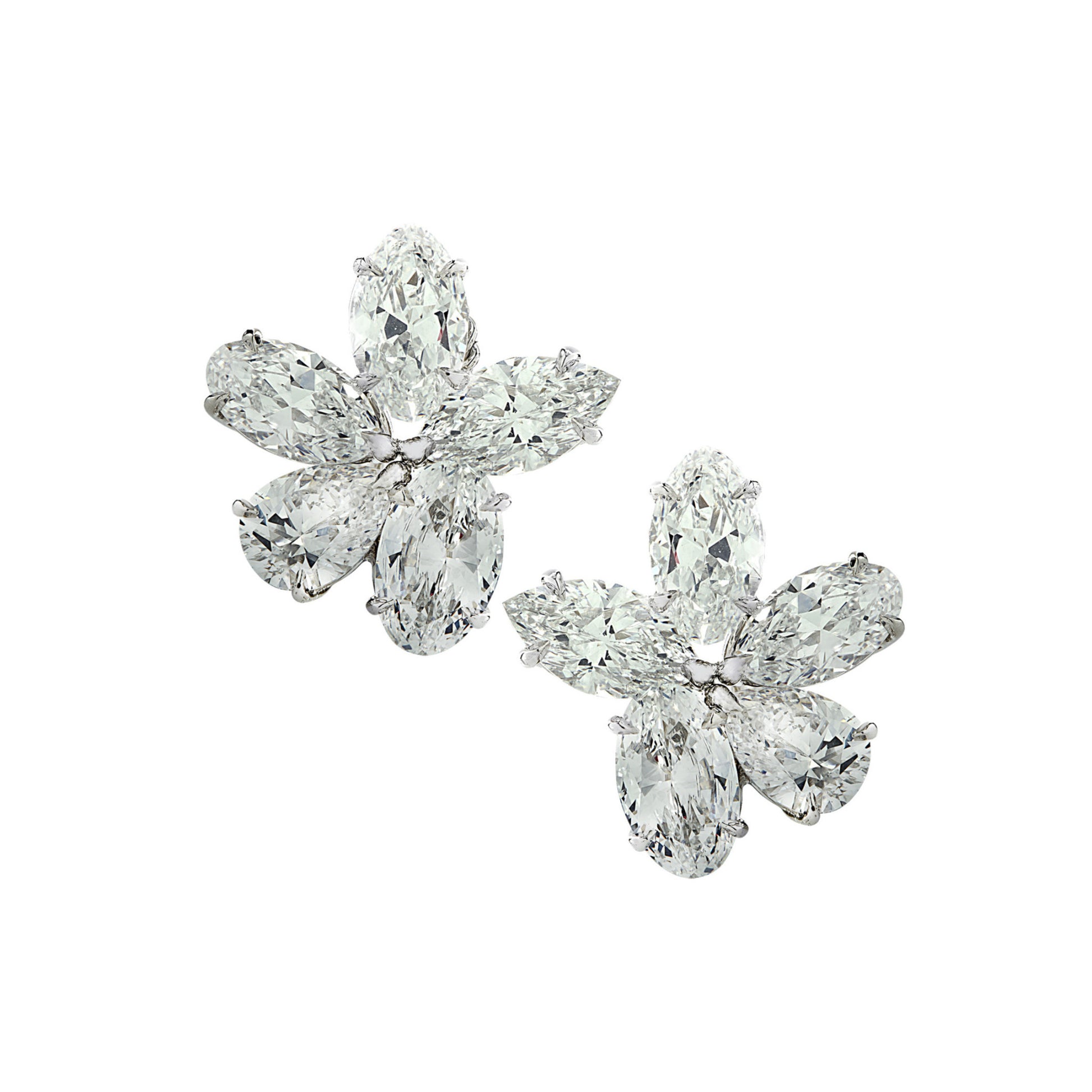 Contemporary Platinum Diamond Earrings front