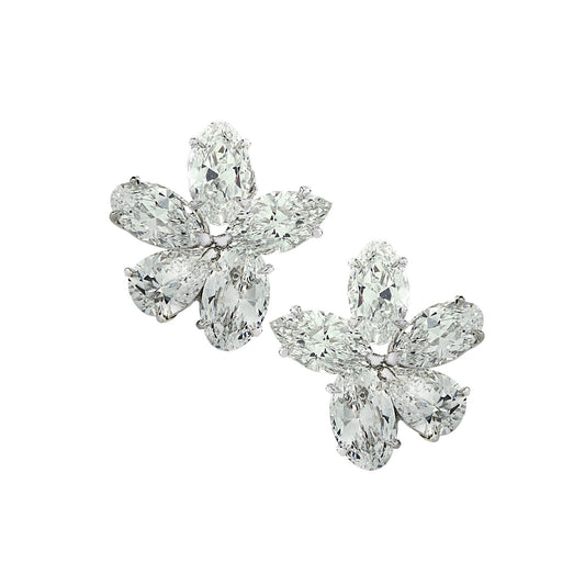 Contemporary Platinum Diamond Earrings front