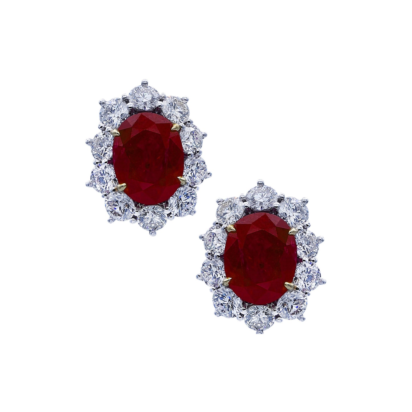 Post-1980s Platinum Mozambique Heated Ruby & Diamond Earrings front