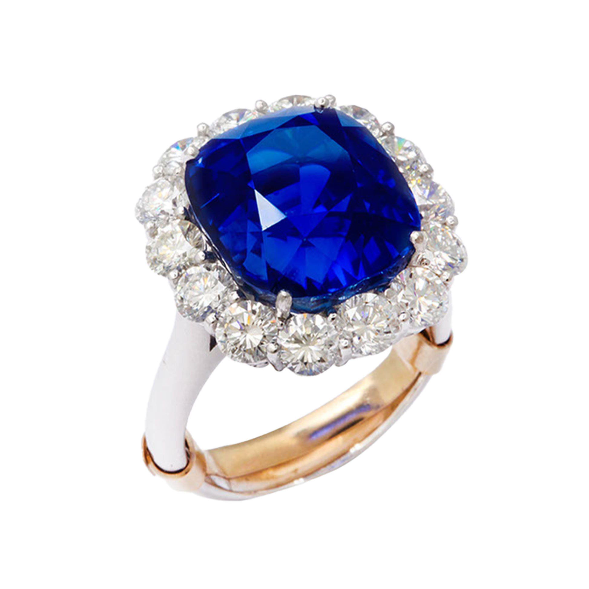 Post-1980s Platinum Sapphire & Diamond Ring side