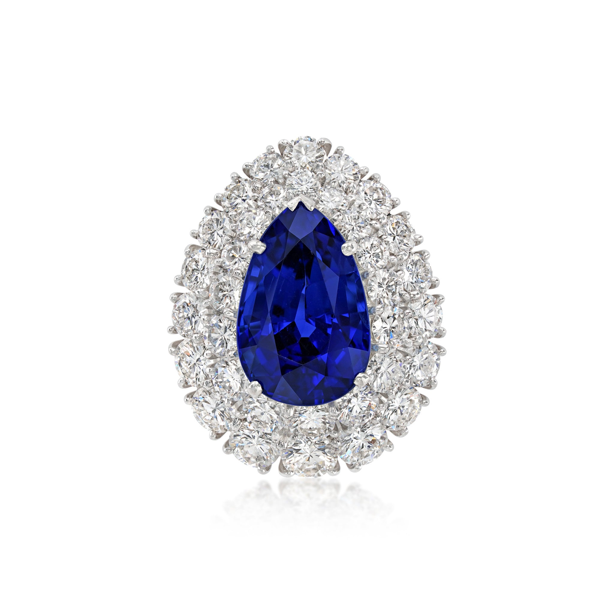 Van Cleef & Arpels Post-1980s Platinum Sapphire & Diamond Ring