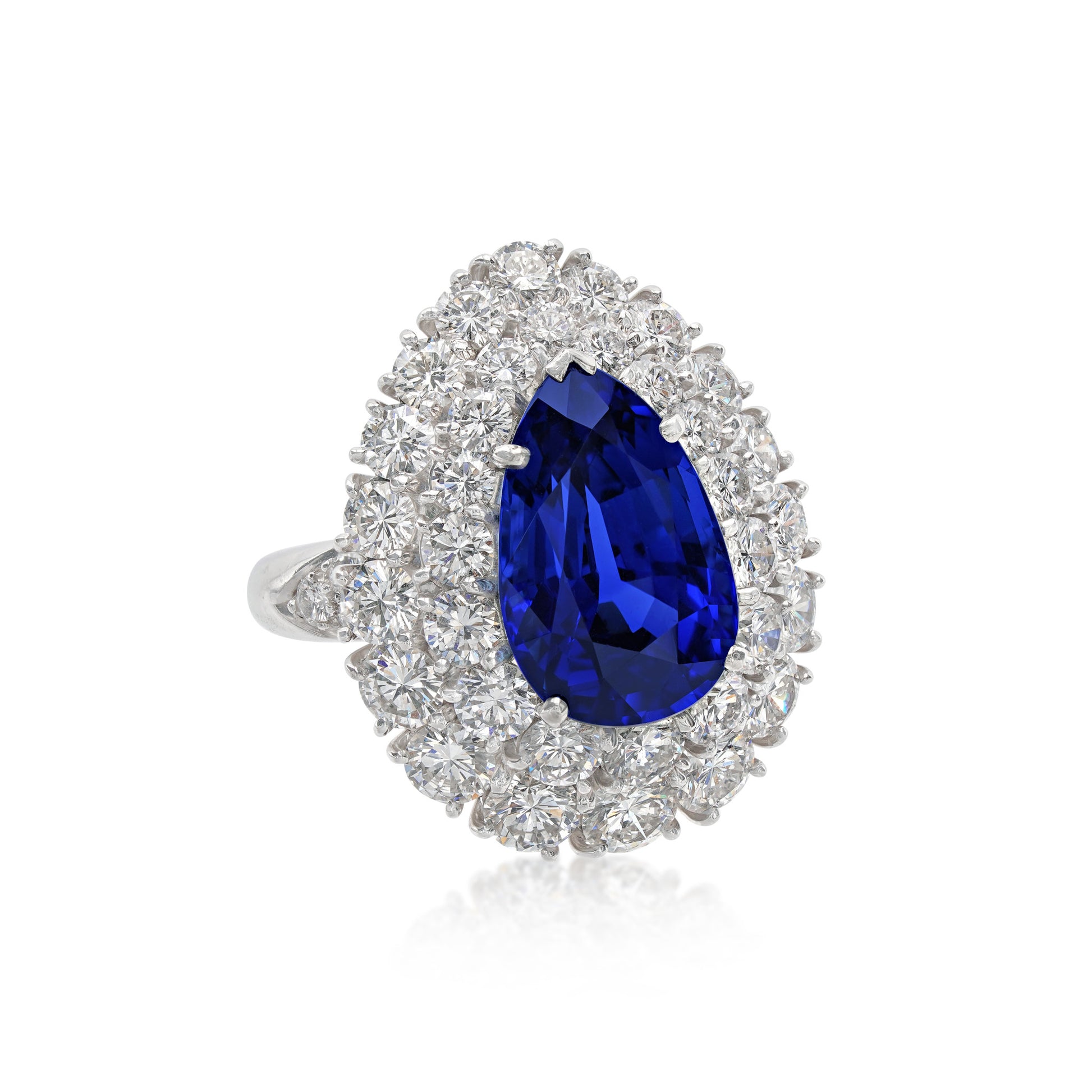 Van Cleef & Arpels Post-1980s Platinum Sapphire & Diamond Ring side