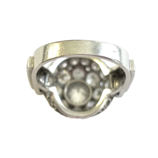 French 1940s Platinum Diamond Ring back